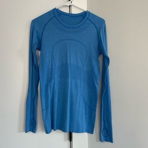 Lululemon blue swiftly tech long sleeve top size 6
